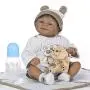 Pinky 18" 45cm Lifelike Reborn Baby Doll Lovely Soft Doll Vinyl Silicone Realistic Looking Newborn Doll Native American Indian Black Skin Girl Simulation Child Birthday Xmas Gift