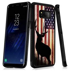Samsung Galaxy S8 Case with American Flag Pattern Whimsical Design Bumper Black Soft TPU and PC Protection Anti-Slippery &Fingerprint Case for Samsung Galaxy S8