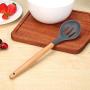 Runshiwan Wood Handle Silicone Kitchenware Non-stick Cook Utensils (Leakage Spoon)