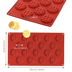 Silicone Molds, DIY Kitchenware Baking Tray, Round Waffle Baking Pan for Cookie Chocolate Candy Making Red(2 pcs)