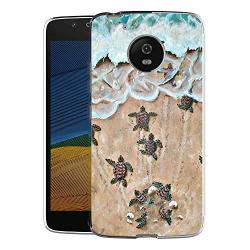 Moto G5 Case, Soft TPU Slim-Fit Flexible Ultra-Thin Clear Case, Full-Body Rugged Bumper Print Baby Turtle Case for Moto G5, Transparent