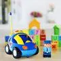 SGILE RC Cartoon Car Toy with Lights Music Radio for Toddlers Baby Kids, Blue