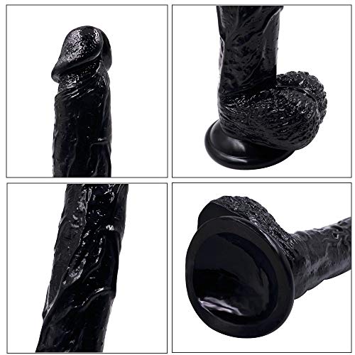 Heiyy Flesh Toy 8.26in Body-Safe Silicone Luxury Black Huge D?ld? Waterproof Hands-Free Personal Toy Relax Massage (Color : Black)