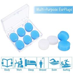 Heqishun 24 Pairs Soft Silicone Ear Plugs Putty Ear Plugs for Sleeping Swimming earplugs for Kids Adults, Transparent + Blue