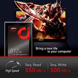 addlink S20 512GB SSD 3D NAND SATA III 6Gb/s 2.5 inch/7mm Internal Solid State Drive with Read 550MB/s Write 500MB/s