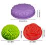 3 Pack Flower Shape Silicone Cake Bread Pie Flan Tart Molds, SENHAI Large Round Sunflower Chrysanthemum Rose Shape Non-Stick Baking Trays for Birthday Party DIY - Yellow,Red,Purple