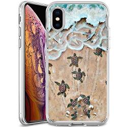 iPhone Xs Max Case, Soft TPU Slim-Fit Flexible Ultra-Thin Clear Case, Full-Body Rugged Bumper Print Baby Turtle Case for iPhone Xs Max, Transparent