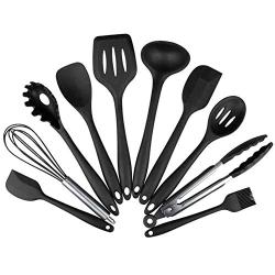 SuperCS Silicone Kitchenware Set of 10 Non-stick Silicone Kitchenware Set Green Cooking Tools Ten-Piece Suit red