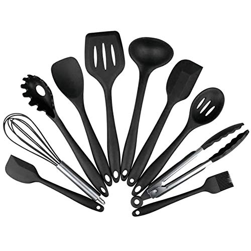 SuperCS Silicone Kitchenware Set of 10 Non-stick Silicone Kitchenware Set Green Cooking Tools Ten-Piece Suit red
