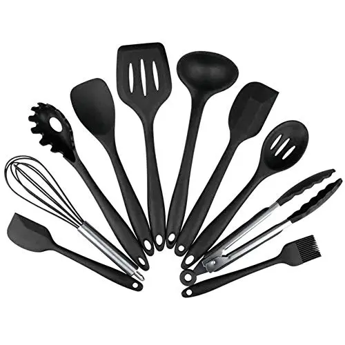 SuperCS Silicone Kitchenware Set of 10 Non-stick Silicone Kitchenware Set Green Cooking Tools Ten-Piece Suit red
