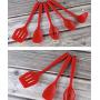 Silicone Kitchenware Set 5PCS Red Silicone Kitchen Tool Soup Spoon Spatula Key Spoon Ladle Salad More