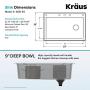 Kraus KGD-54BLACK Forteza Granite Kitchen Sink, 33 Inch, Black