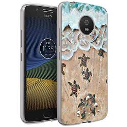 Moto G5 Case, Soft TPU Slim-Fit Flexible Ultra-Thin Clear Case, Full-Body Rugged Bumper Print Baby Turtle Case for Moto G5, Transparent