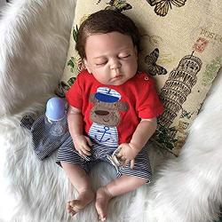 Binxing Toys Reborn Baby Dolls Full Bodies Silicone Can Bath Cute Newborn Boy Weighted Body Realistic Reborn Dolls18 Inch Beautiful Outfits Set Great Birthday Gifts for School Children (1630-45)