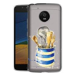 Moto G5 Case, Soft TPU Slim-Fit Flexible Ultra-Thin Clear Case, Full-Body Rugged Bumper Print Kitchenware Case for Moto G5, Transparent