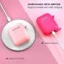 AirPods Case, Silicone Cover with U Shape Carabiner,360°Protective,Dust-Proof,Super Skin Silicone Compatible with Apple AirPods 1st/2nd (Rose Red)