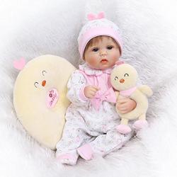 iCradle Lovely 17" 42cm Reborn Baby Doll Soft Silicone Realistic Lifelike Reborn Baby Girl that Look Real Looking New Born Dolls Toddler Xmas Gift Free Magnet Pacifier