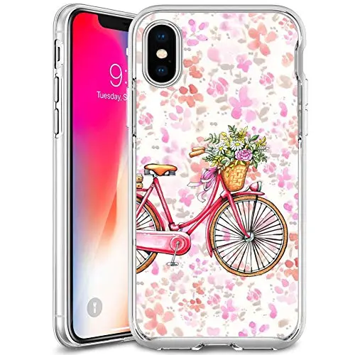 iPhone Xs iPhone X Case,Flexible Soft TPU Cover Shell,Slim Silicone Black Rubber Non-Slip Durable Design Protective Phone Case for iPhone Xs iPhone X -Bicycle