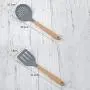 SKYyao Kitchen utensil set Beech Handle Silicone Kitchenware 5-piece set spatula tablespoon colander silicone