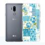 LG G7 ThinQ Case, Soft TPU Slim-Fit Flexible Ultra-Thin Clear Case, Full-Body Rugged Bumper Print Blue Flower Case for LG G7 ThinQ, Transparent