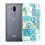 LG G7 ThinQ Case, Soft TPU Slim-Fit Flexible Ultra-Thin Clear Case, Full-Body Rugged Bumper Print Blue Flower Case for LG G7 ThinQ, Transparent