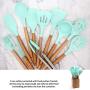 11pcs Kitchen Utensil Set Silicone Cooking Utensil Nonstick Cookware Kit with Heatproof Wooden Handle Kitchenware, Kitchenware