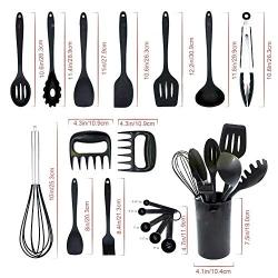 Kitchen Utensil Set 18 Pcs Silicone Cooking Kit Kitchenware With Claw Measuring Spoon Set