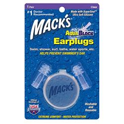 Macks AquaBlock Earplugs - Comfortable, Waterproof, Ear Plugs for Swimming, Snorkeling and Showering