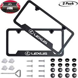 2pcs License Plate Stainless Steel Frame for Lexus Logo,Applicable to US Standard car License Frame,with Carbon Fiber Textured Glossy Finish,Improve Your car