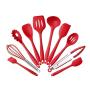 Carriemeow Silicone Kitchenware 10 Piece Non-stick Pan Set Eco-friendly Kitchen Tools Baking Utensils (Color : Red)
