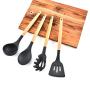 KINHOO 11PCS Silicone Wooden Handle Kitchenware Set, High Temperature Resistance Household Cooking Tool Sets