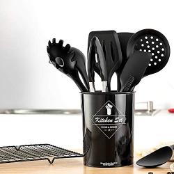 Blusea Kitchen Utensils Set 9Pcs, All Over Silicone Non-Stick Barreled Cooking Utensils Set Silica Gel Utensil Kitchenware Set