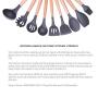 KAIDELIN Eco Friendly 9 Pieces Silicone Kitchen Utensils Set with Natural Wooden Handle Heat Resistant Non-Stick Pan Kitchenware Nonstick Spoon Scoop Soup Spoon Spatula (5)