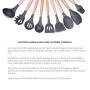 KAIDELIN Eco Friendly 9 Pieces Silicone Kitchen Utensils Set with Natural Wooden Handle Heat Resistant Non-Stick Pan Kitchenware Nonstick Spoon Scoop Soup Spoon Spatula (5)