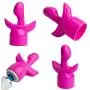 Bundle 5 Silicone Wand Pals Wand Massager Attachments G Tri Spot and Rabbit Plus Thrill Tips (5 Pc - Pink)