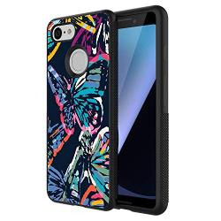 Google Pixel 3 Case,Flexible Soft TPU Cover Shell,Slim Silicone Black Rubber Non-Slip Durable Design Protective Phone Case for Google Pixel 3 -Butterfly