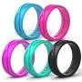 Rinfit Silicone Wedding Ring for Men/Women - 3 or 5 Rings Pack - Designed Silicone Rubber Band Thin 5.5 mm Width - Thin, Comfortable and Durable Wedding Ring Replacement - Matching Sets