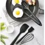YWT Non Stick Silicone Kitchen Utensils Set of 11 with Storage Bucket - Silicone Kitchenware Set Cooking Shovel Spoon Tool Black Suitable for Cooking and Baking