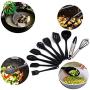 Duolvqi 10Pcs Non-Stick Kitchenware Silicone Heat Resistant Kitchen Cooking Utensils Baking Tool Cooking Tool Sets,Black