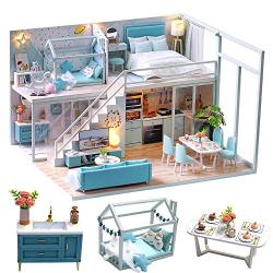 CUTEBEE Dollhouse Miniature with Furniture, DIY Dollhouse Kit Plus Dust Proof and Music Movement, 1:24 Scale Creative Room Idea(Poetic Life)