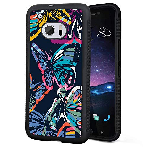 HTC 10 Case,Flexible Soft TPU Cover Shell,Slim Silicone Black Rubber Non-Slip Durable Design Protective Phone Case for HTC 10 -Butterfly