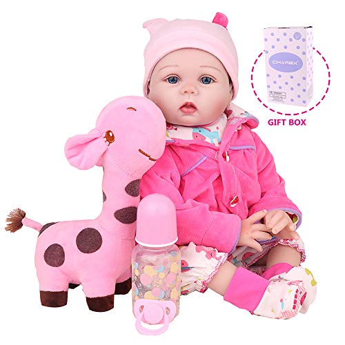 CHAREX Realistic Reborn Baby Dolls, Lifelike Silicone Baby Dolls, Weighted Newborn Dolls with Giraffe Gift for Ages 3+