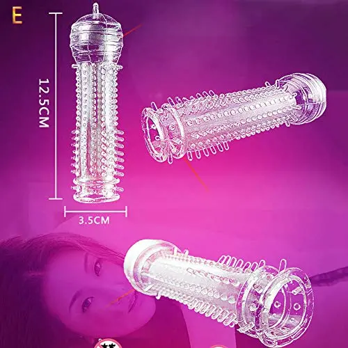 xinYxzR Adult Sex Toy Silicone Spike Dotted Ribbed Clear Condom Penis Extension Sleeve #E