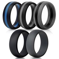 Saco Band Silicone Wedding Rings - Middle Line & Plain