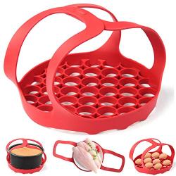 WYJP Pressure Cooker Sling Silicone Bakeware Sling for Instant Pot 6 Qt/8 Qt Anti-scalding Bakeware Lifter Steamer Rack Red, Dishwasher Safe