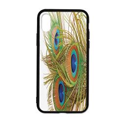 Peacock Decor Simple Phone Case,Peacock Feathers Modern Spring Leaves Forest Trees Classic Plumage Artwork Compatible with iPhone X,iPhoneX