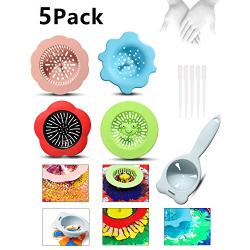 5 Pack Acrylic Pouring Strainers, Plastic Silicone Paint Pouring Strainers for Pouring Acrylic Paint and Creating Unique Patterns and Designs, Silicone Drain Basket, Flow Painting, Art Supplies