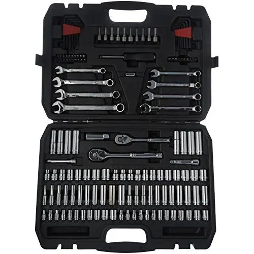 AmazonBasics Mechanic Socket Tool Kit Set With Case - Set of 145