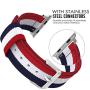 MoKo Compatible for Apple Watch Band, Fine Woven Nylon Adjustable Replacement Band Sport Strap Fit iWatch 42mm 44mm Series 5/4/3/2/1, Blue & White & Red (Not fit 38mm 40mm Versions)