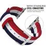 MoKo Compatible for Apple Watch Band, Fine Woven Nylon Adjustable Replacement Band Sport Strap Fit iWatch 42mm 44mm Series 5/4/3/2/1, Blue & White & Red (Not fit 38mm 40mm Versions)